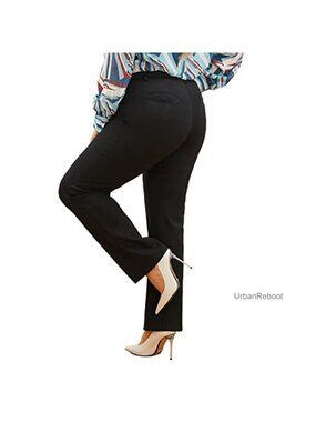 Plus Size Straight-Leg Dress Pants - Business Casual Work Yoga Slacks